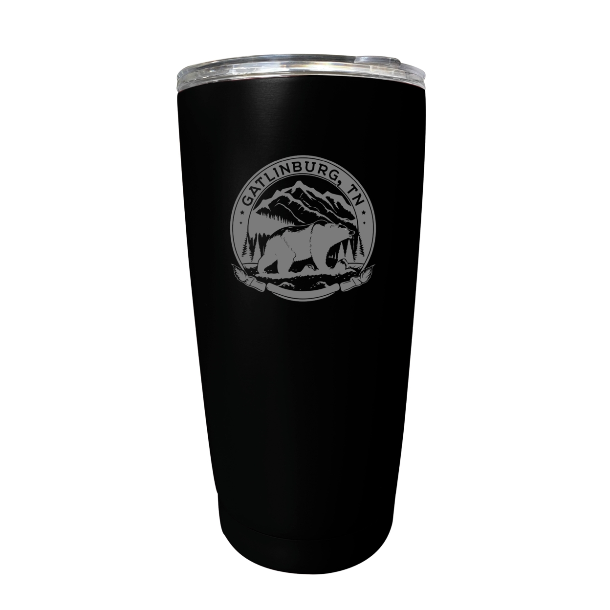 Gatlinburg Tennessee Laser Etched Souvenir 16 Oz Stainless Steel Insulated Tumbler - Black