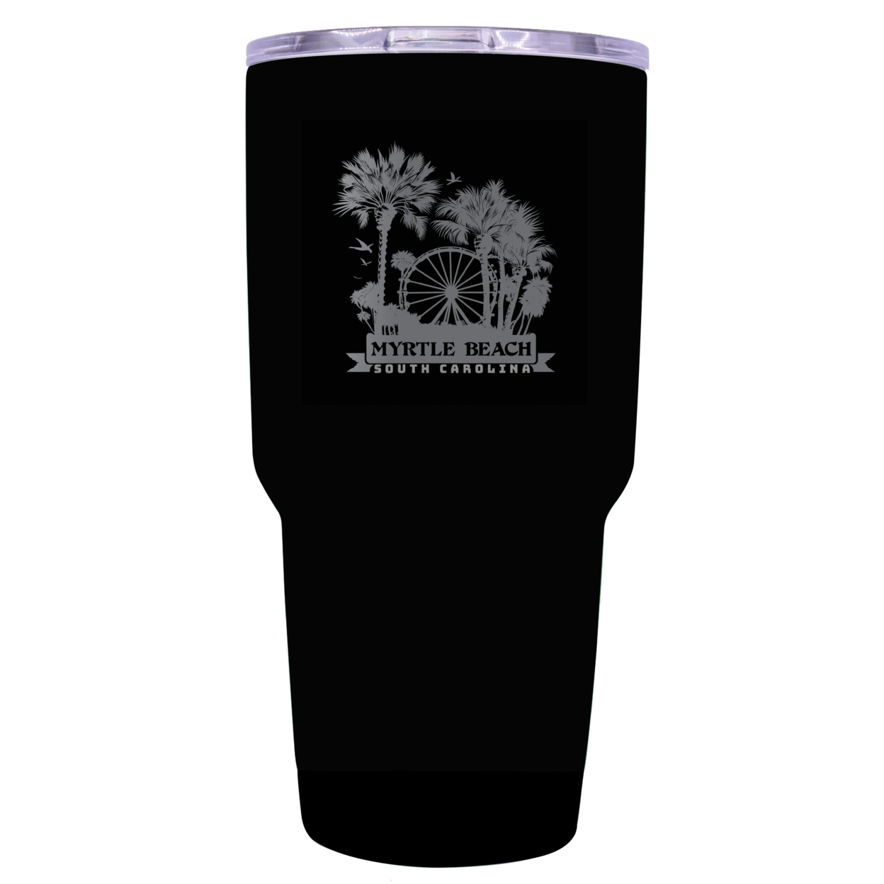 Myrtle Beach South Carolina Laser Etched Souvenir 24 Oz Insulated Stainless Steel Tumbler - Black