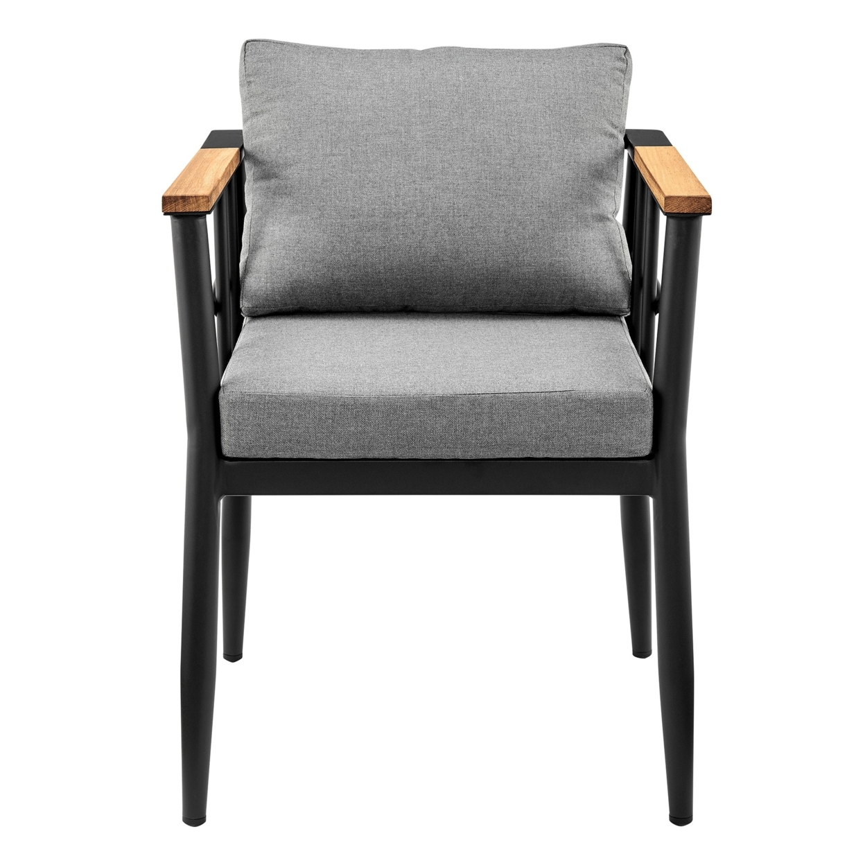 Zoe 24 Inch Patio Dining Chair, Set Of 2, Aluminum Frame, Gray And Black- Saltoro Sherpi