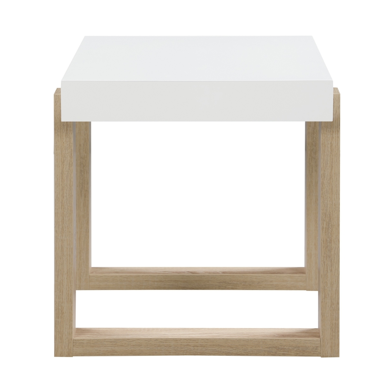 Shay 22 Inch Side End Table, Thick Rectangular Tabletop, High Gloss White