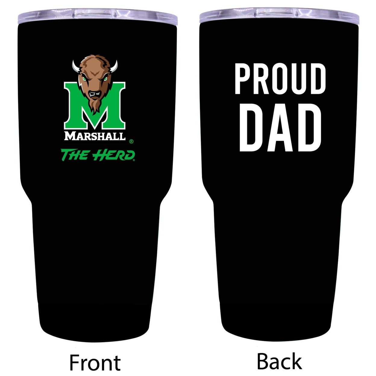 Marshall Thundering Herd 24oz Proud Dad Insulated Stainless Steel Tumbler - Black