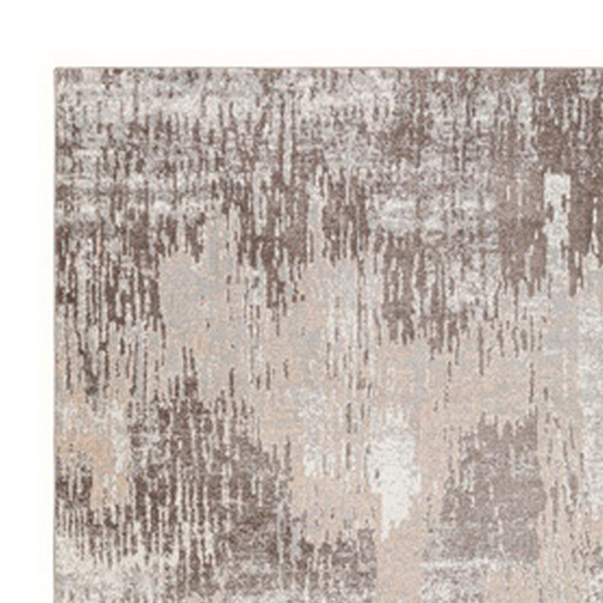Wyn 7 X 5 Medium Soft Fabric Floor Area Rug, Washable, Abstract Pattern, Gray, Beige- Saltoro Sherpi