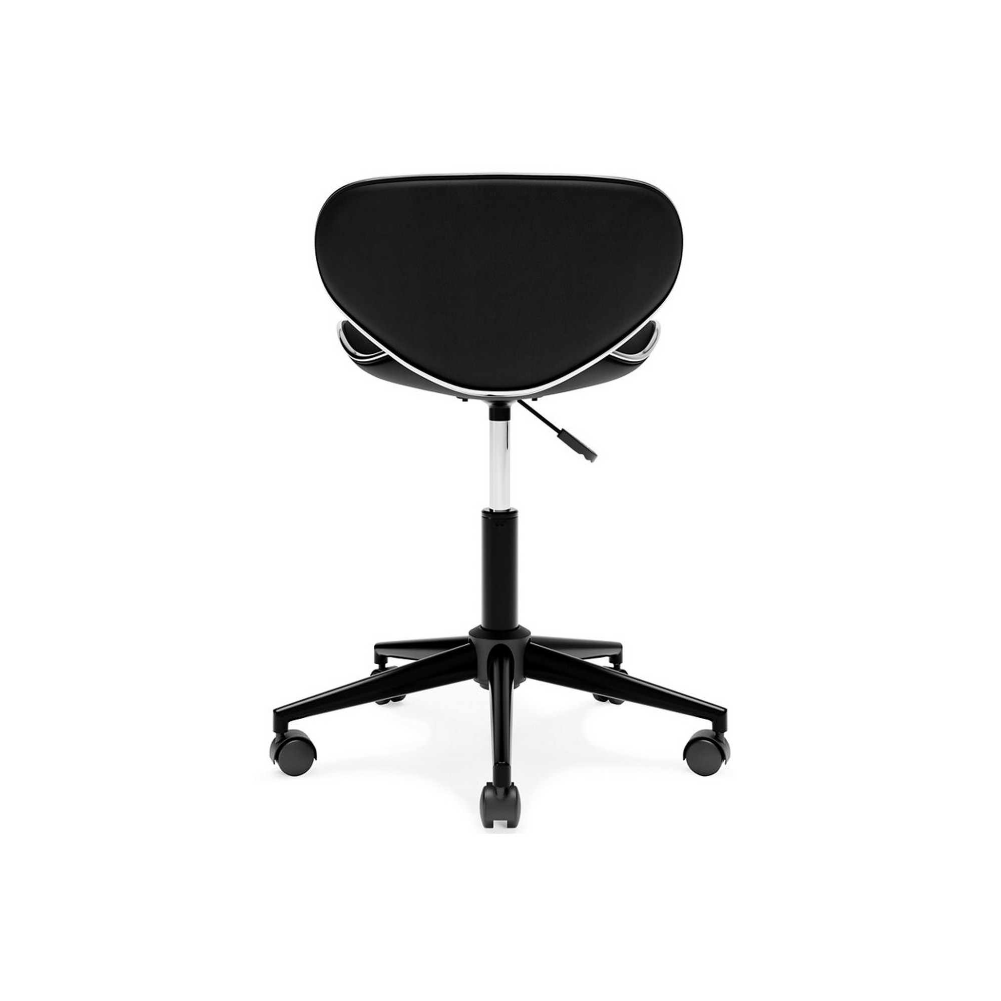 Sia 18 Inch Swivel Modern Office Chair, Faux Leather, Metal Trim, Black- Saltoro Sherpi