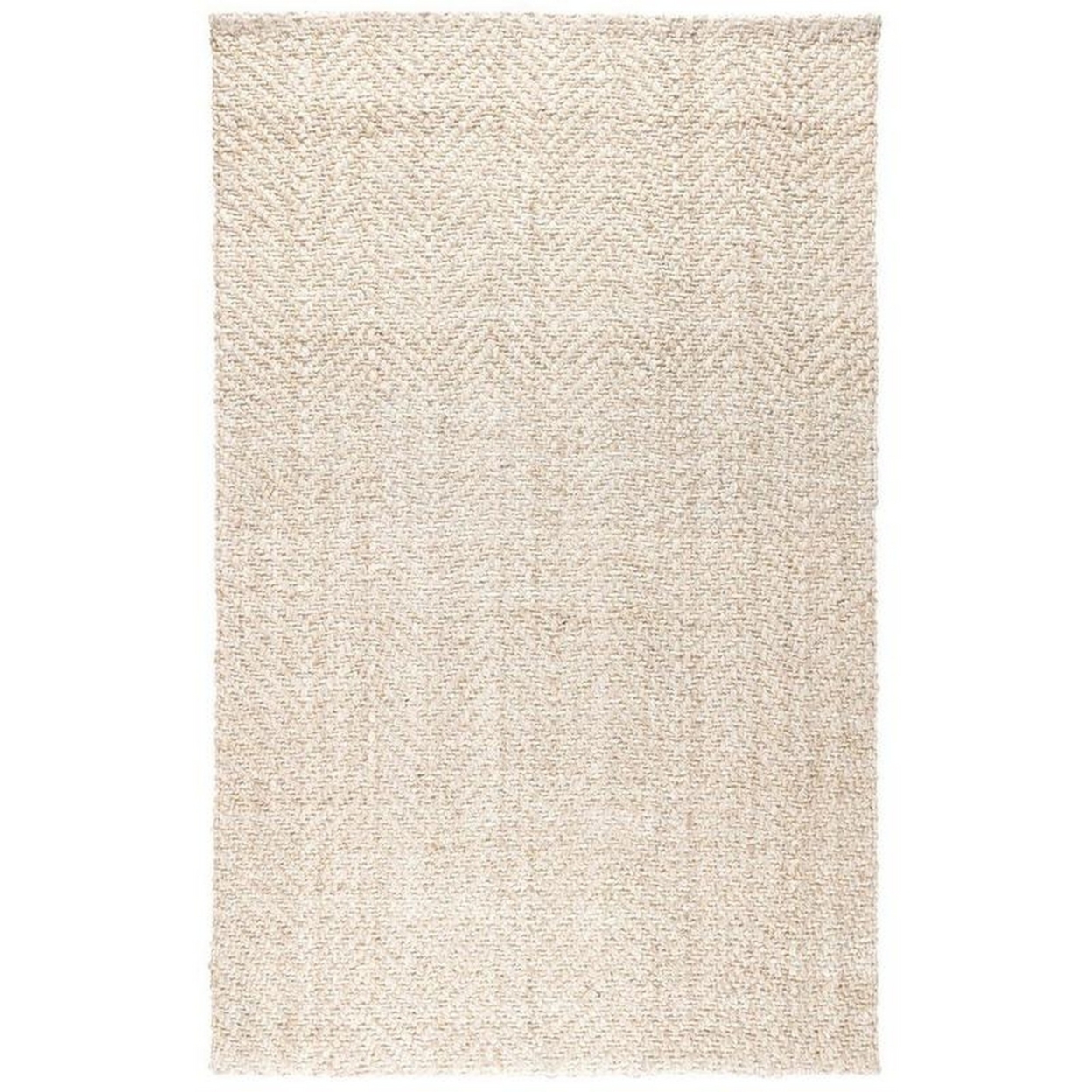 Milo 5 X 8 Area Rug, Handwoven Chevron Pattern, Ivory White Cotton Fabric- Saltoro Sherpi