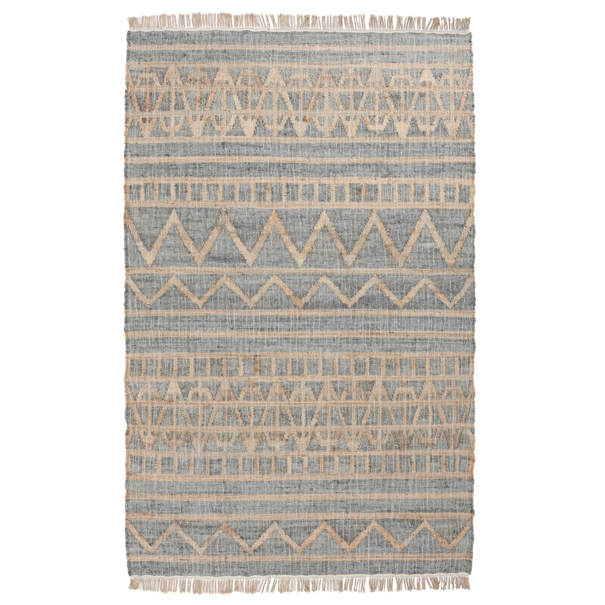 Myra 3 X 8 Area Rug, Soft Handwoven Moroccan Pattern, Brown And Blue Jute- Saltoro Sherpi
