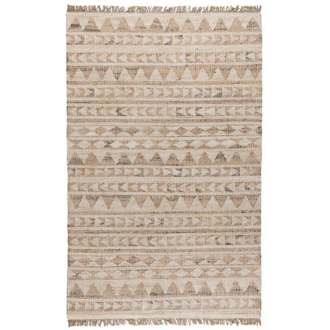 Moly 10 X 8 Tassel Area Rug, Tribal Triangle Pattern, Brown Handwoven Jute - Saltoro Sherpi