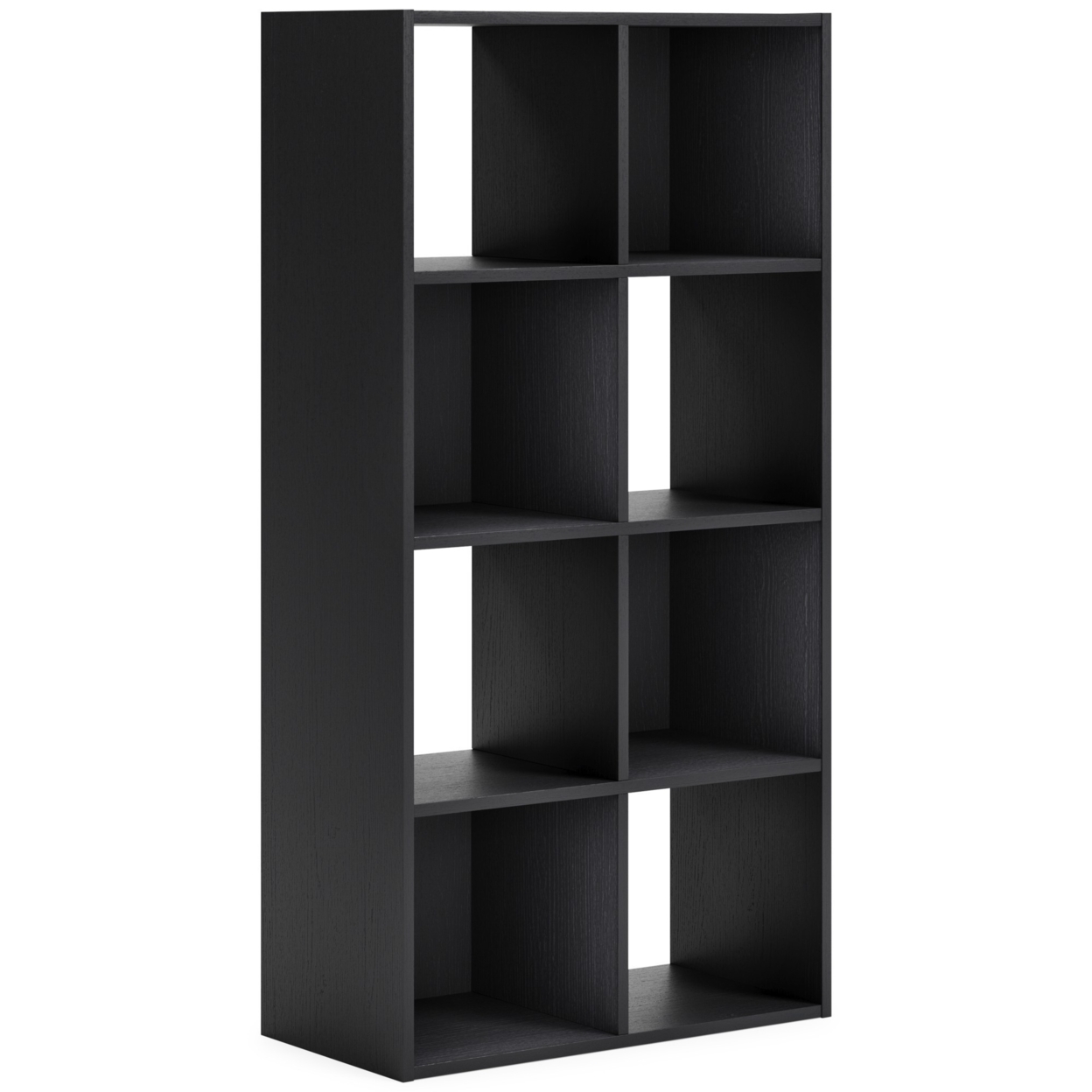 Zayla 48 Inch Tall Wood Bookcase Organizer, 8 Cube Compartments, Black- Saltoro Sherpi