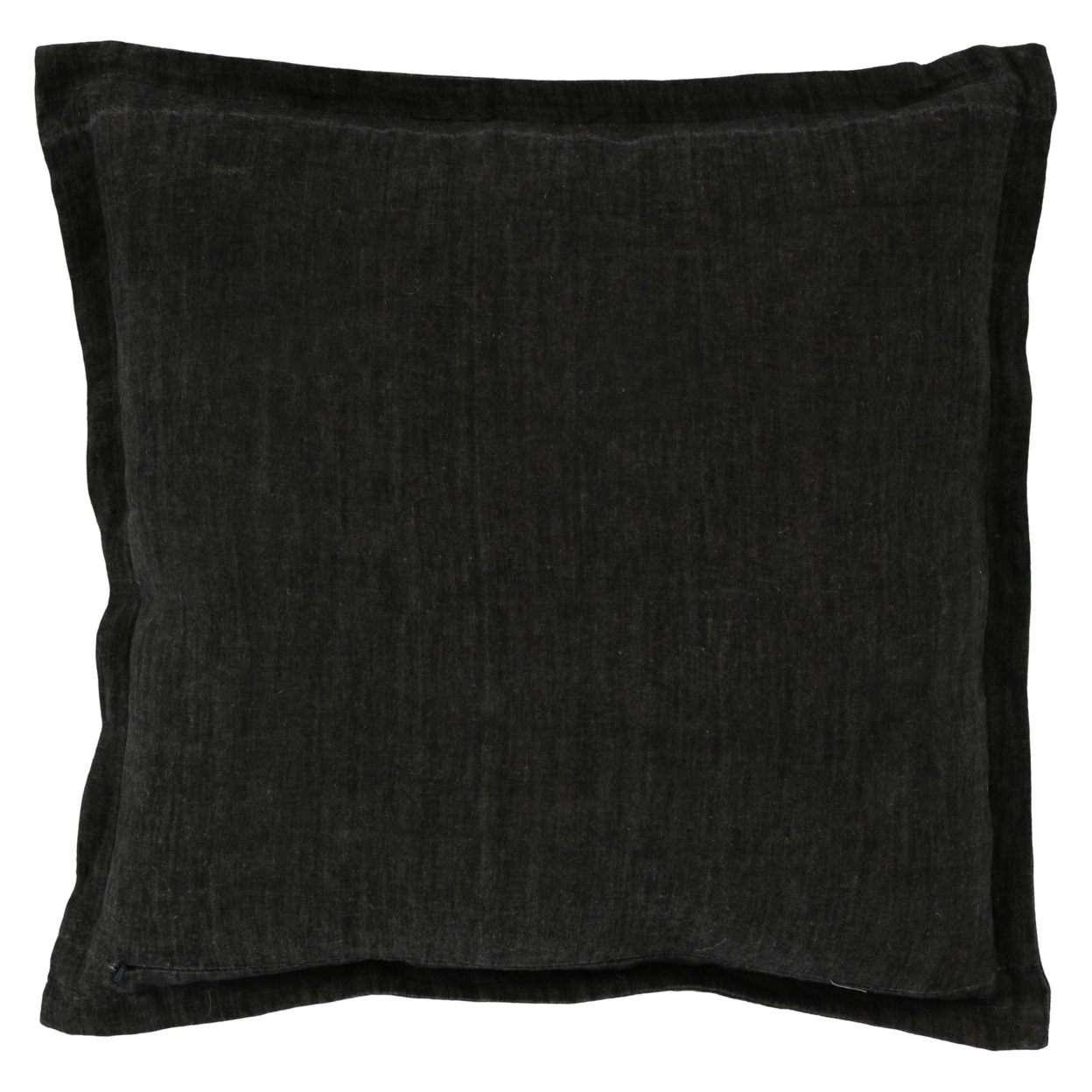 Pixie 22 X 22 Square Soft Fabric Accent Throw Pillow, Flange Edges, Black- Saltoro Sherpi