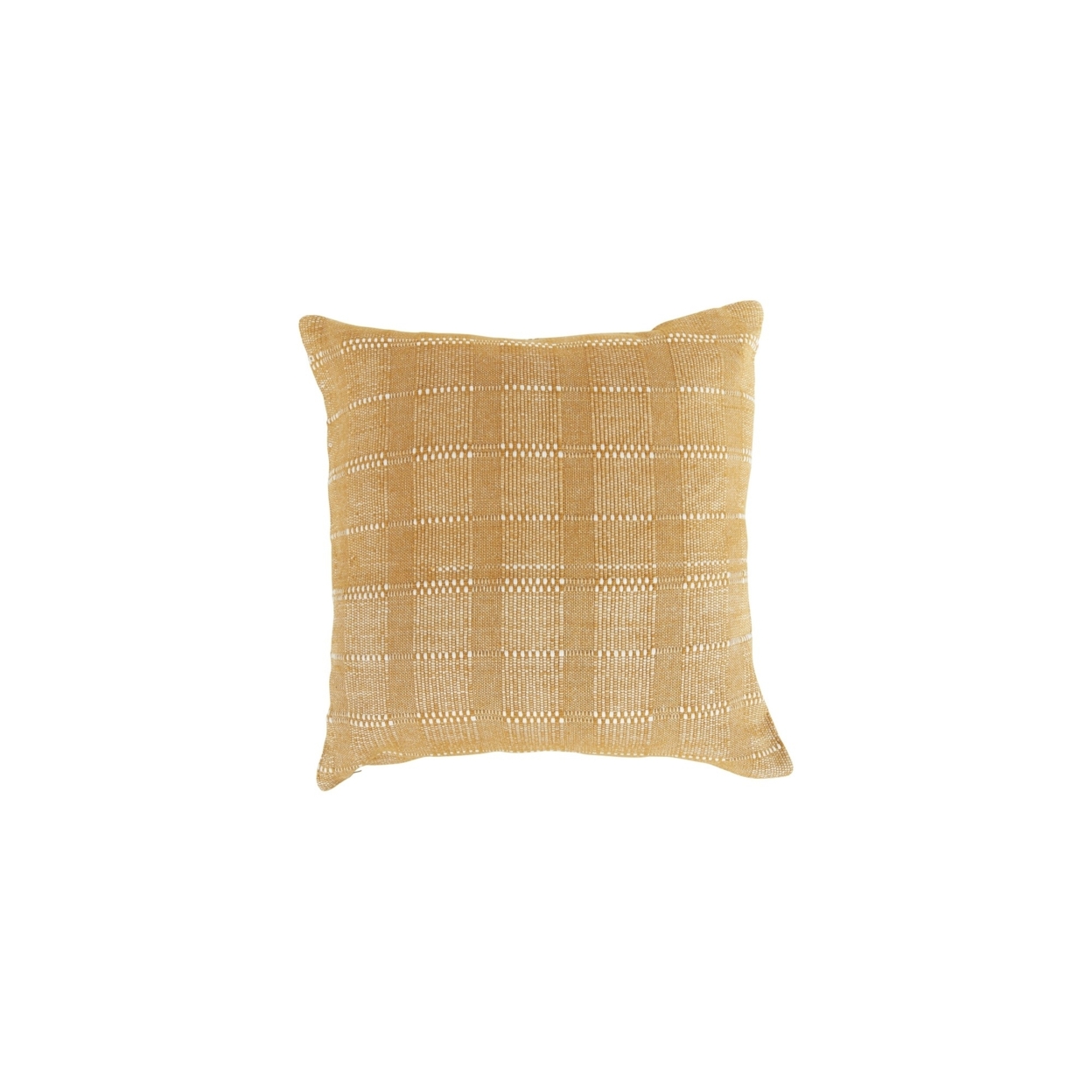 Lisa 22 X 22 Soft Fabric Accent Throw Pillow, Woven Plaid Design, Yellow- Saltoro Sherpi