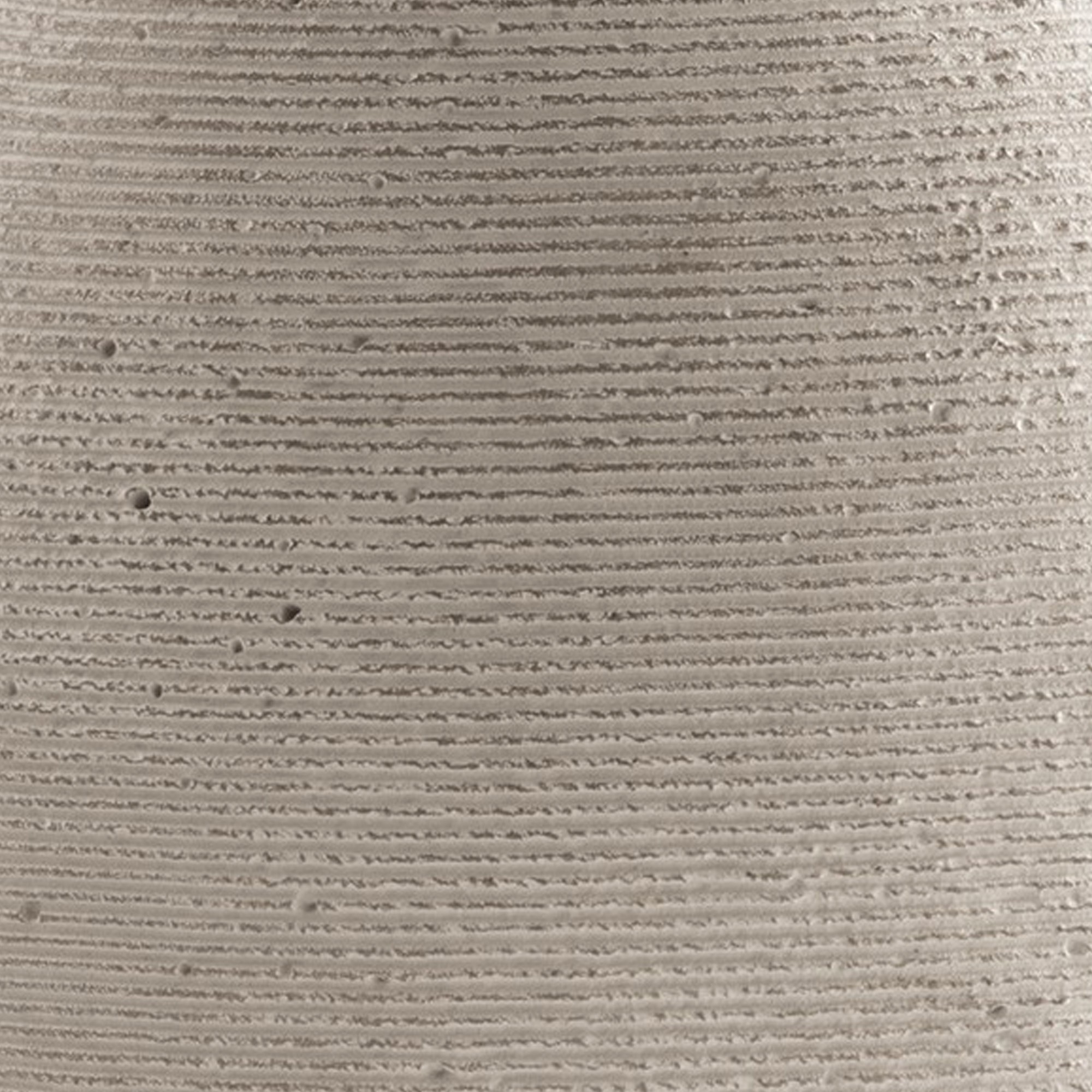 Dale 12 Inch Round Polyresin Vase, Wavy Ribbed Spiral Texture Antique Beige- Saltoro Sherpi