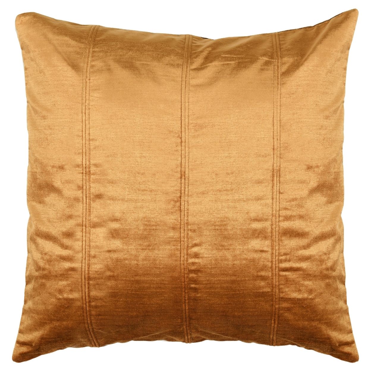 Chad 20 Inch Square Velvet Decorative Throw Pillow, Plush, Copper- Saltoro Sherpi