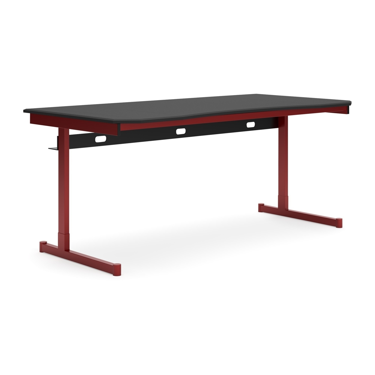 Aria 63 Inch Modern Home Office Desk, Monitor Stand, Metal, Black, Red- Saltoro Sherpi