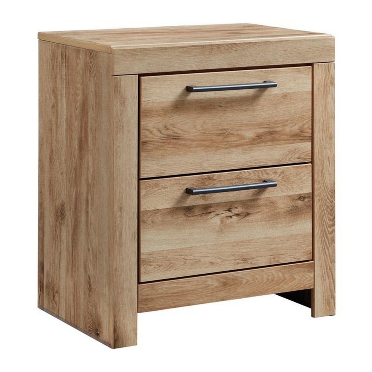 Amy 24 Inch Modern Wood Nightstand, 2 Drawers, 2 USB Ports, Natural Brown- Saltoro Sherpi