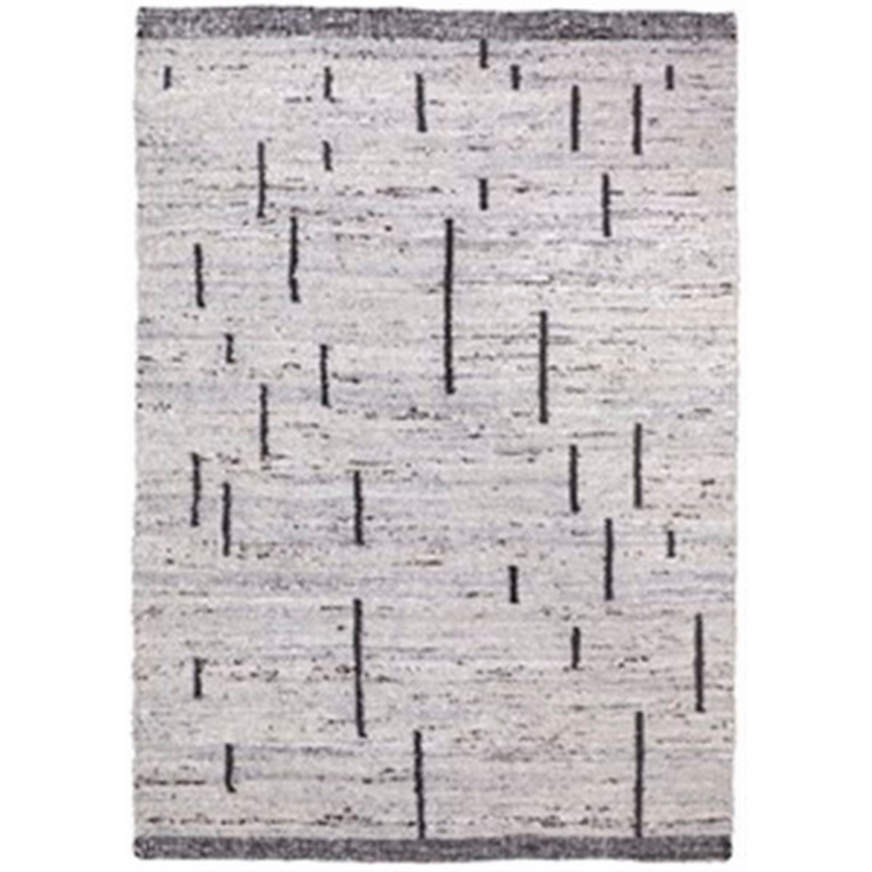 8 X 10 Modern Area Rug, Minimalist Line Pattern, Soft Fabric, Black, Cream- Saltoro Sherpi