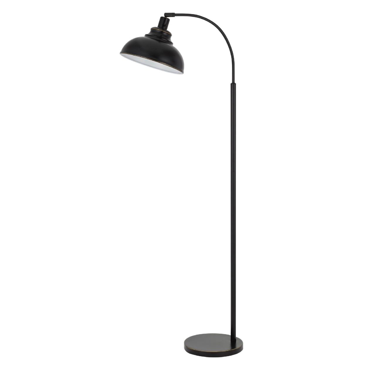 61 Inch Adjustable Tall Metal Floor Lamp, Dome Shade, Black- Saltoro Sherpi
