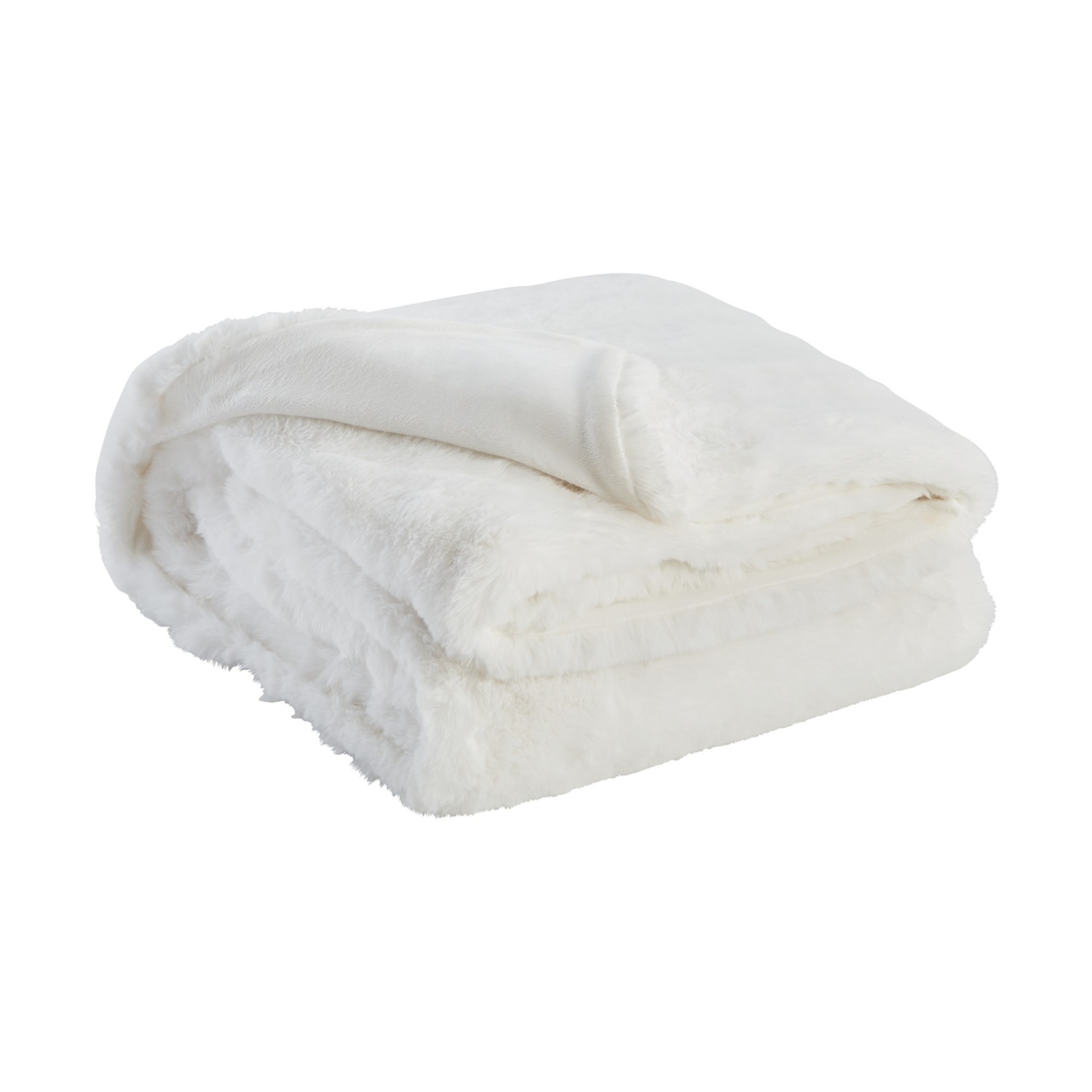 60 Inch Throw Blanket, Soft Faux Rabbit Fur Front, Set Of 3, Fabric, White- Saltoro Sherpi