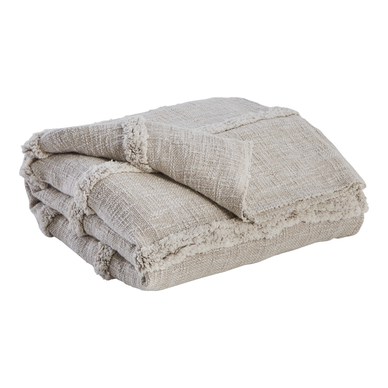 60 Inch Modern Soft Cotton Throw Blanket, Stonewashed Stripe Design, Gray- Saltoro Sherpi