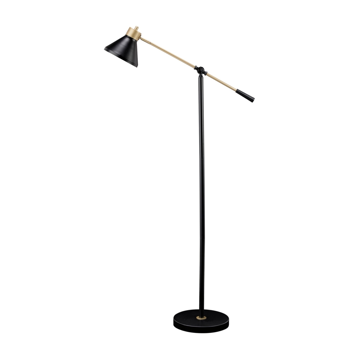 58 Inch Classic Metal Floor Lamp, Adjustable Shade Height, Gold, Black- Saltoro Sherpi