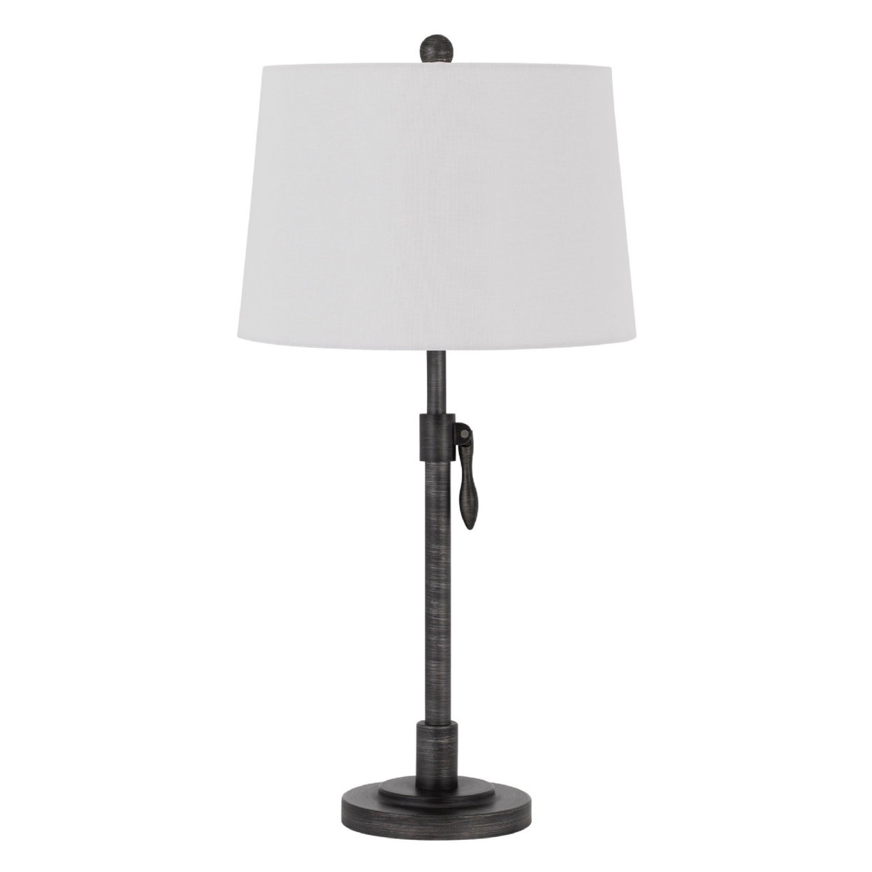 26 Inch Adjustable Metal Table Lamp With Latch, Heather Gray- Saltoro Sherpi