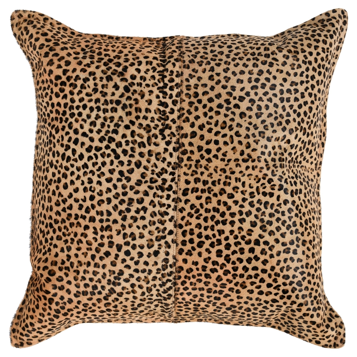 20 X 20 Leather Accent Throw Pillow, Leopard Print Beige Black, Down Insert- Saltoro Sherpi