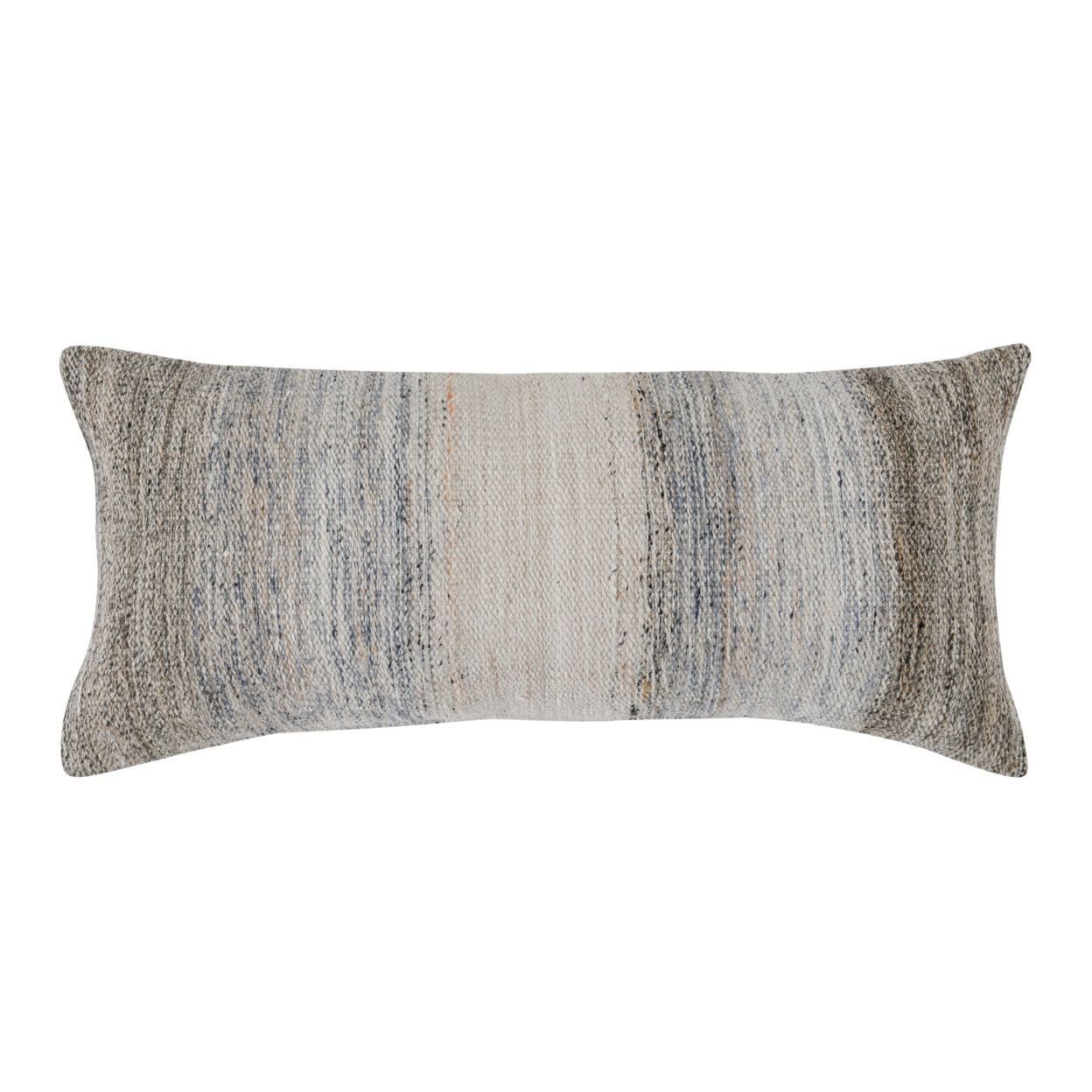 16 X 36 Accent Lumbar Pillow, Down Insert, Handwoven Textured Stripes, Gray- Saltoro Sherpi