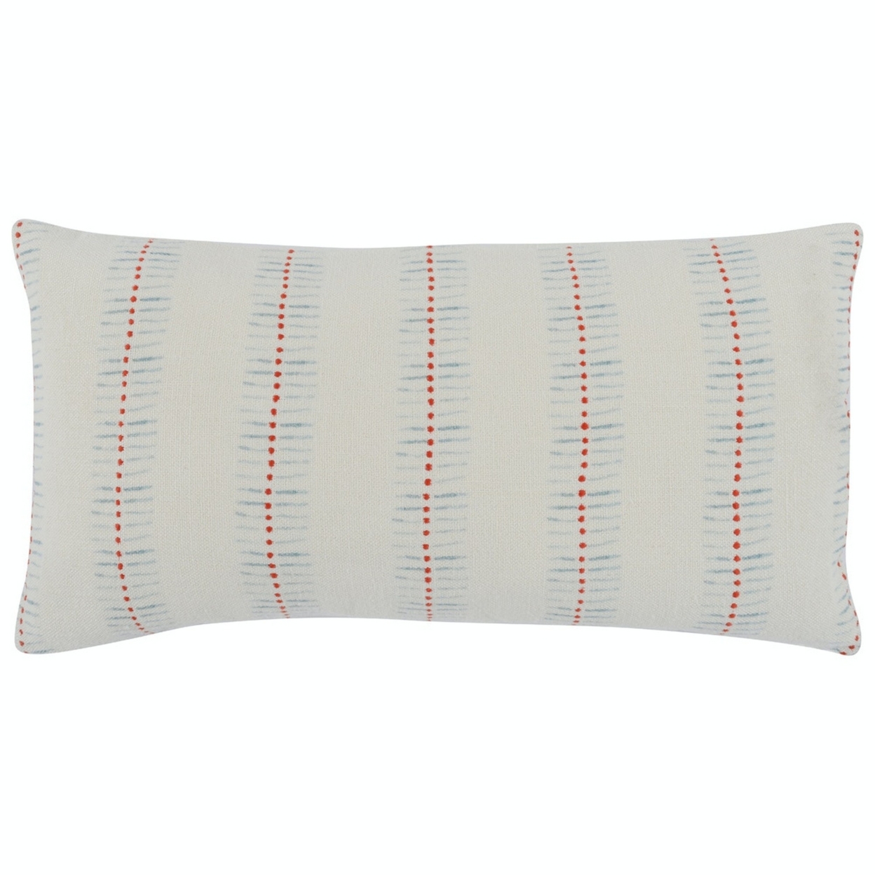 14 X 26 Accent Lumbar Pillow, Down Insert, Embroidered Details, Ivory White- Saltoro Sherpi
