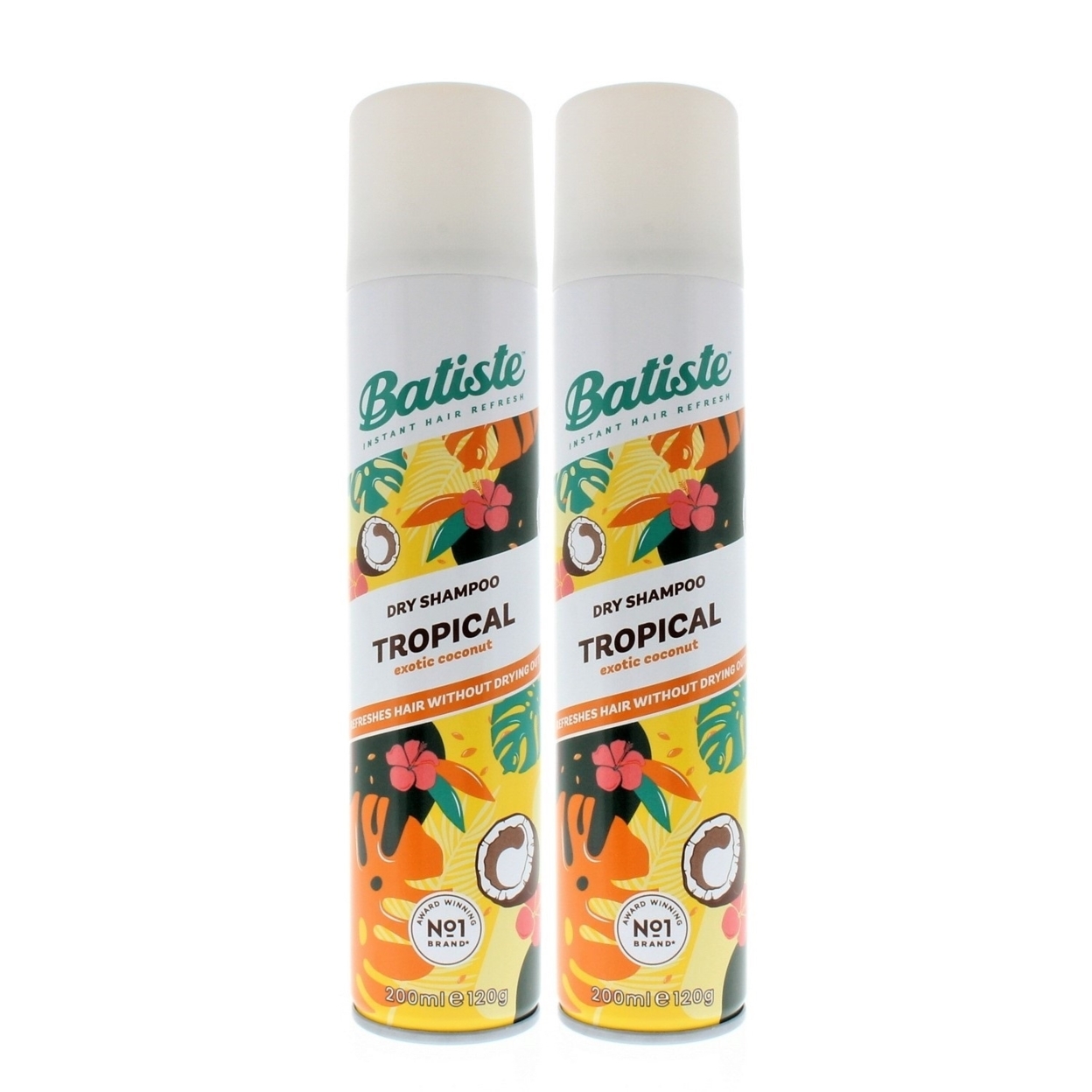 Batiste Dry Shampoo Tropical Exotic Coconut 200ml/120g (2-Pack)