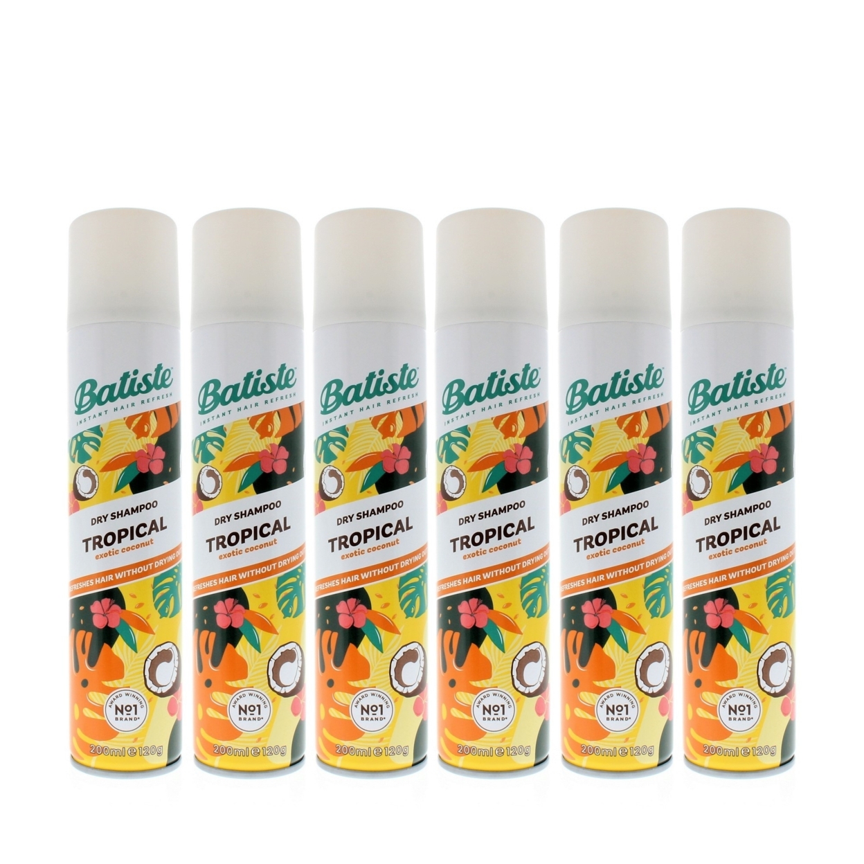 Batiste Dry Shampoo Tropical Exotic Coconut 200ml/120g (6-Pack)