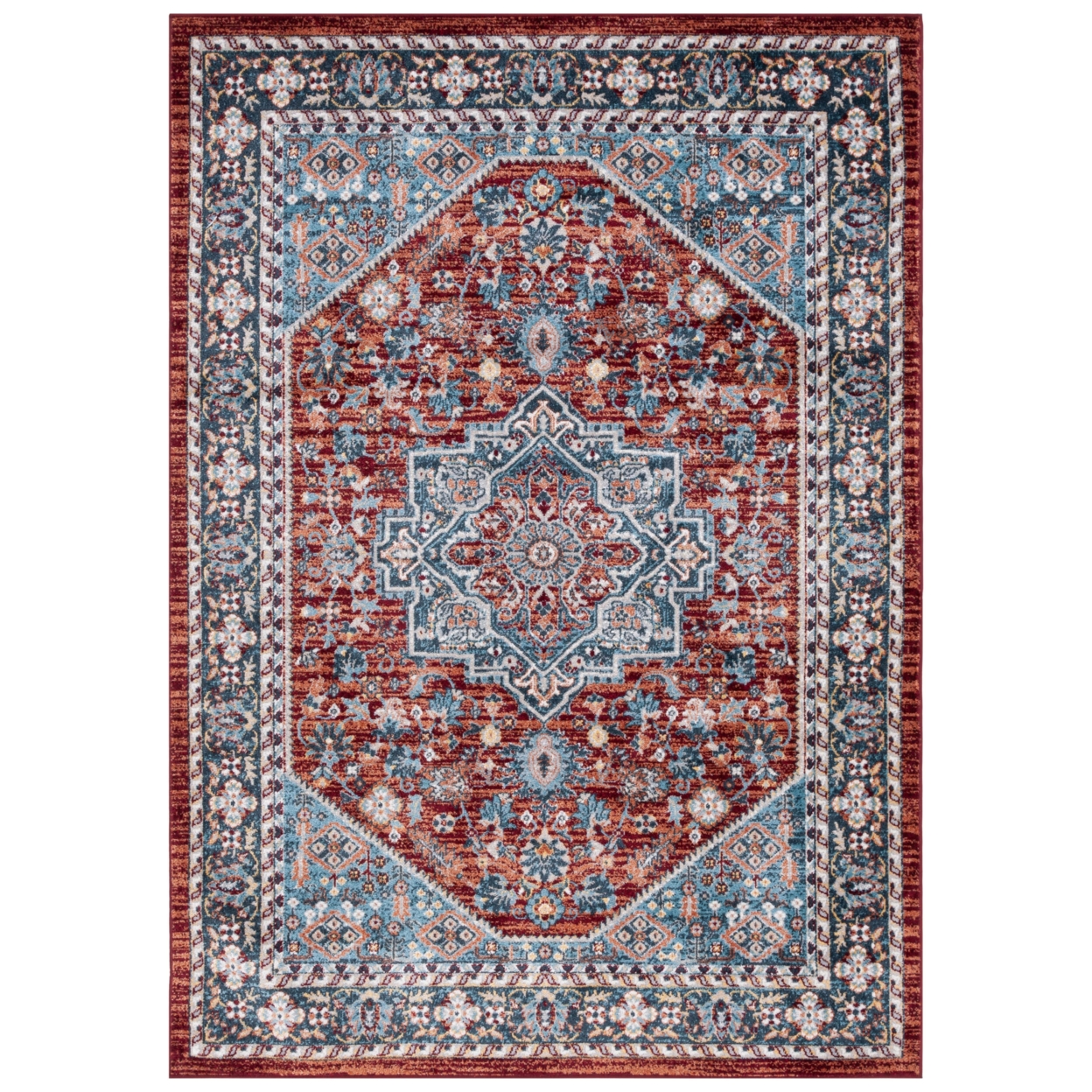 Safavieh BAY110Q Bayside Red / Blue - Blue / Gold, 5'-3 X 7'-6 Rectangle