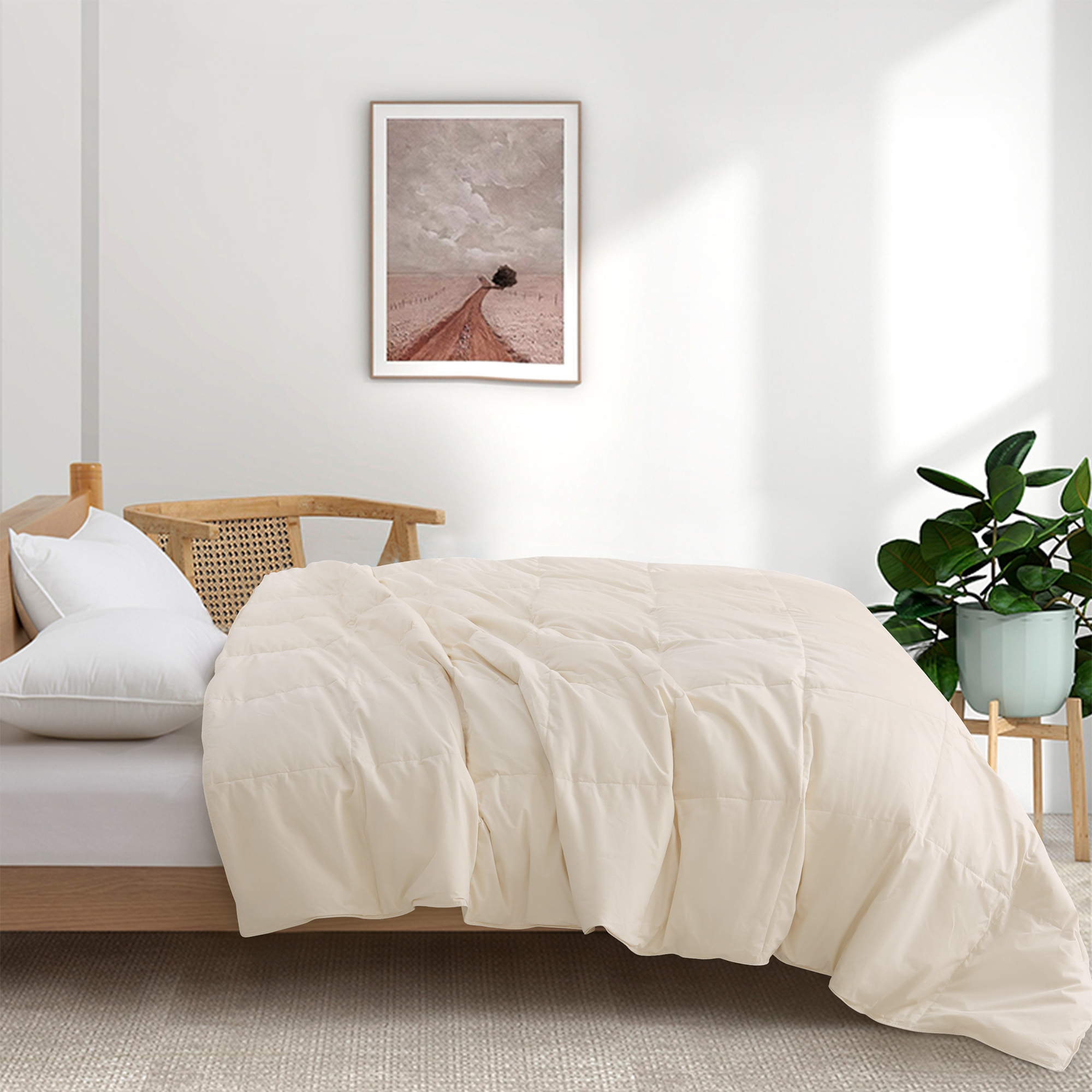 Premium Lightweight Organic Cotton Comforter With Down And Feather Fiber Fill - Perfect For Summer - Full/Queen