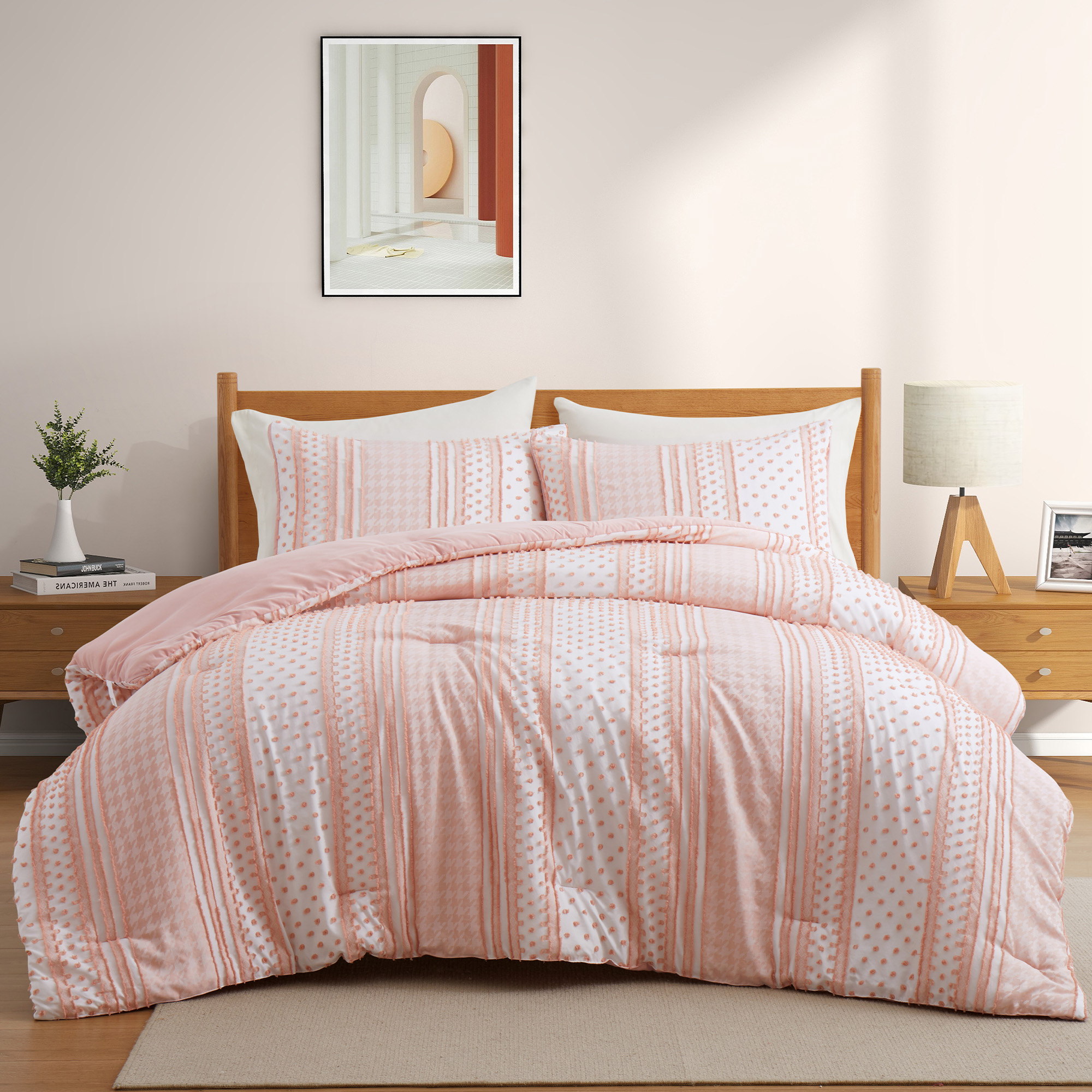 Soft Microfiber Year-Round Warmth Clipped Comforter Set - King