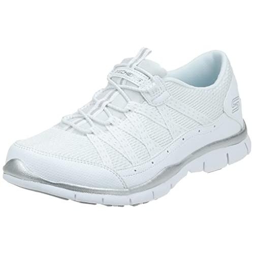 Skechers Women's Gratis-Strolling Sneaker WHITE/SILVER - WHITE/SILVER, 6