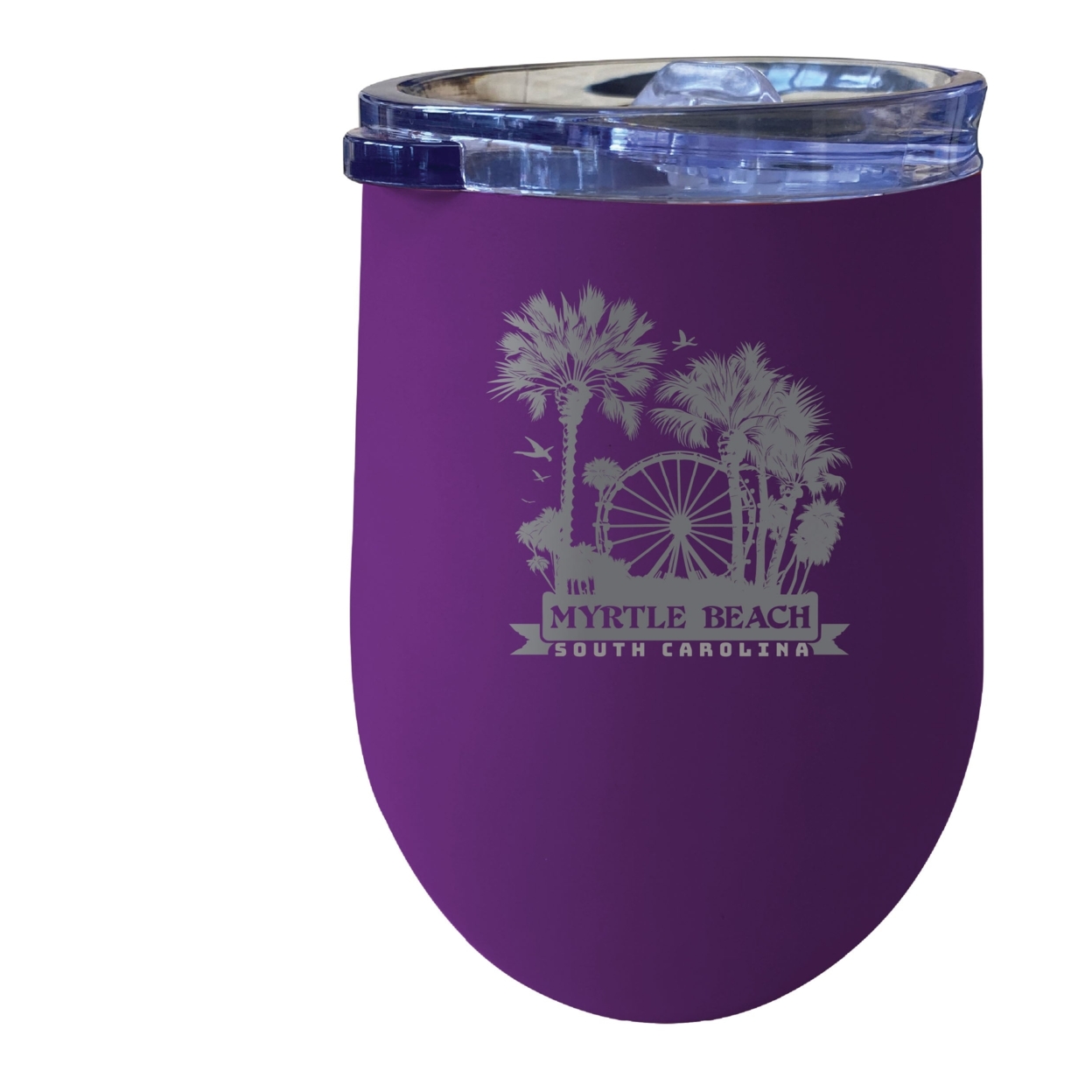 Myrtle Beach South Carolina Laser Etched Souvenir 12 Oz Insulated Wine Stainless Steel Tumbler - Purple