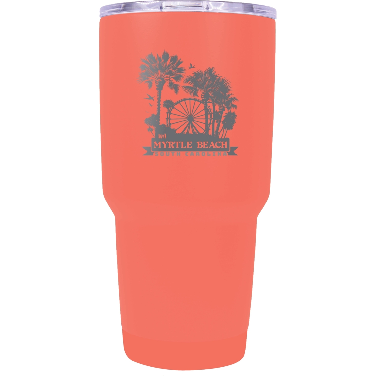 Myrtle Beach South Carolina Laser Etched Souvenir 24 Oz Insulated Stainless Steel Tumbler - Coral