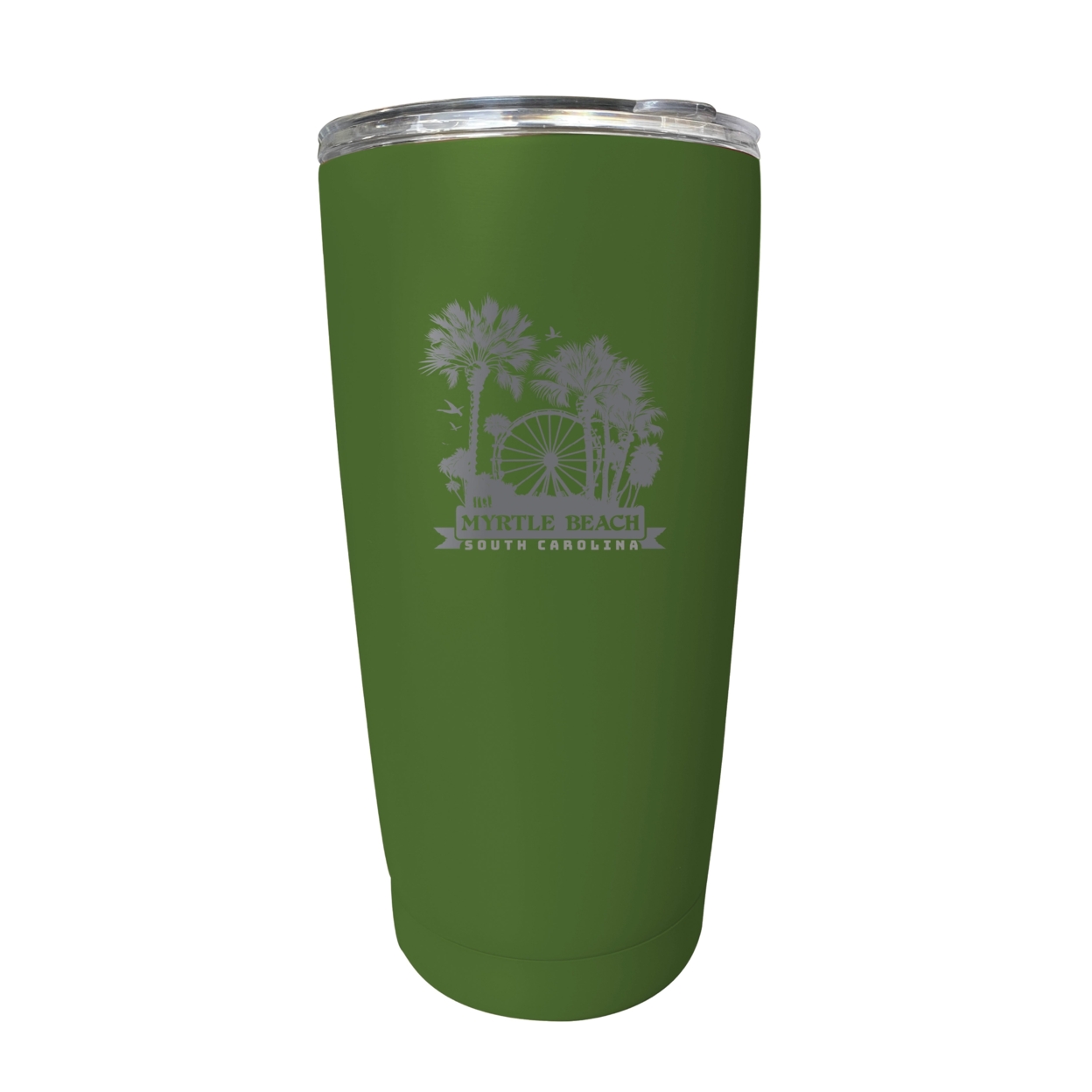 Myrtle Beach South Carolina Laser Etched Souvenir 16 Oz Stainless Steel Insulated Tumbler - Pink