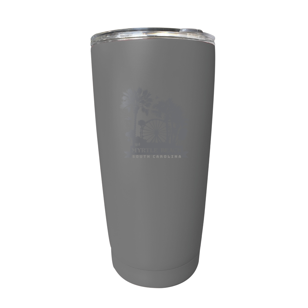 Myrtle Beach South Carolina Laser Etched Souvenir 16 Oz Stainless Steel Insulated Tumbler - Gray