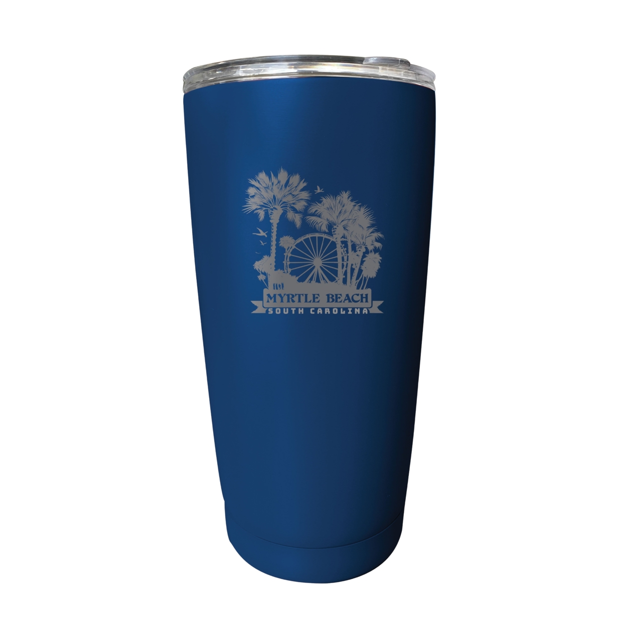 Myrtle Beach South Carolina Laser Etched Souvenir 16 Oz Stainless Steel Insulated Tumbler - Navy