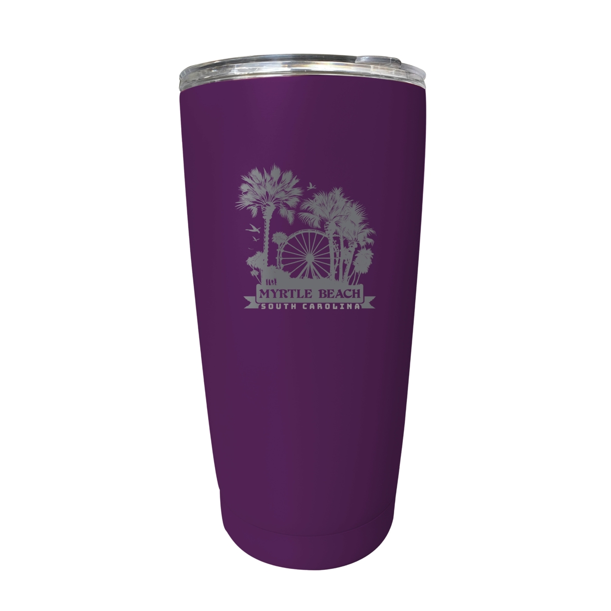 Myrtle Beach South Carolina Laser Etched Souvenir 16 Oz Stainless Steel Insulated Tumbler - Purple