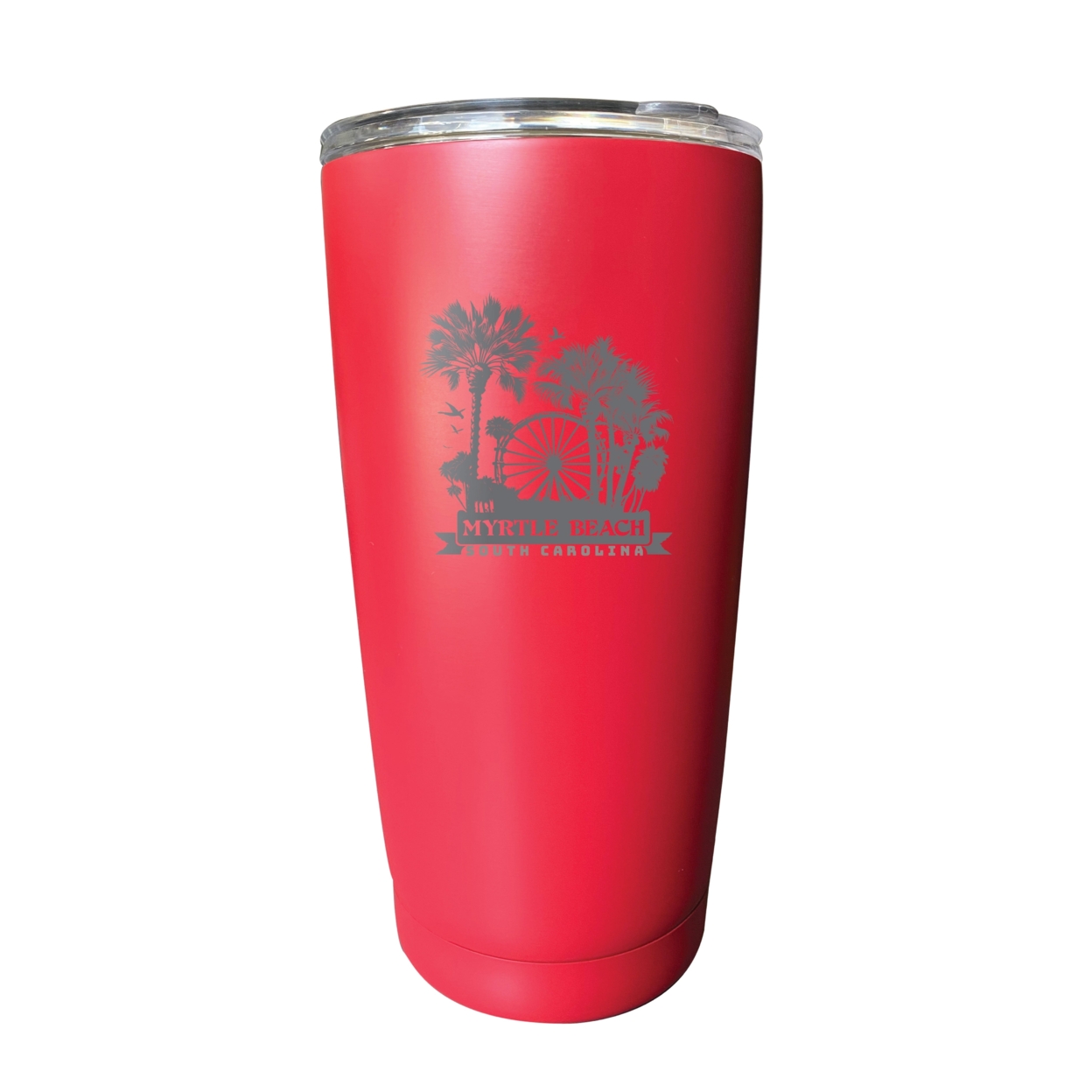 Myrtle Beach South Carolina Laser Etched Souvenir 16 Oz Stainless Steel Insulated Tumbler - Red