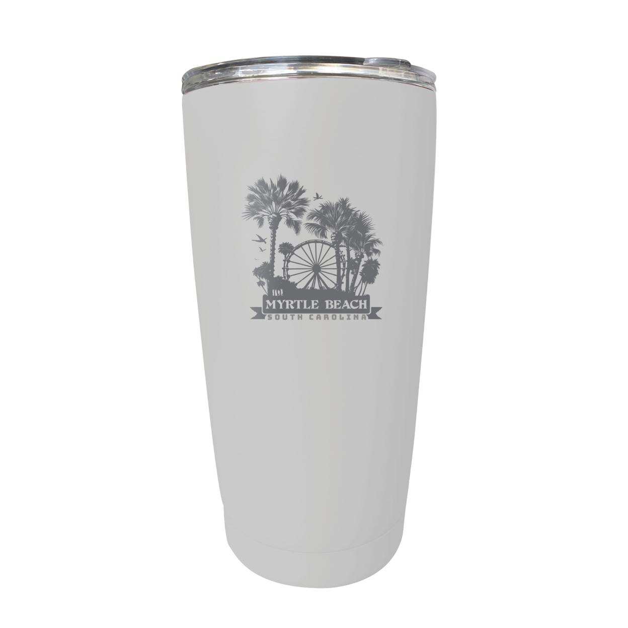 Myrtle Beach South Carolina Laser Etched Souvenir 16 Oz Stainless Steel Insulated Tumbler - White