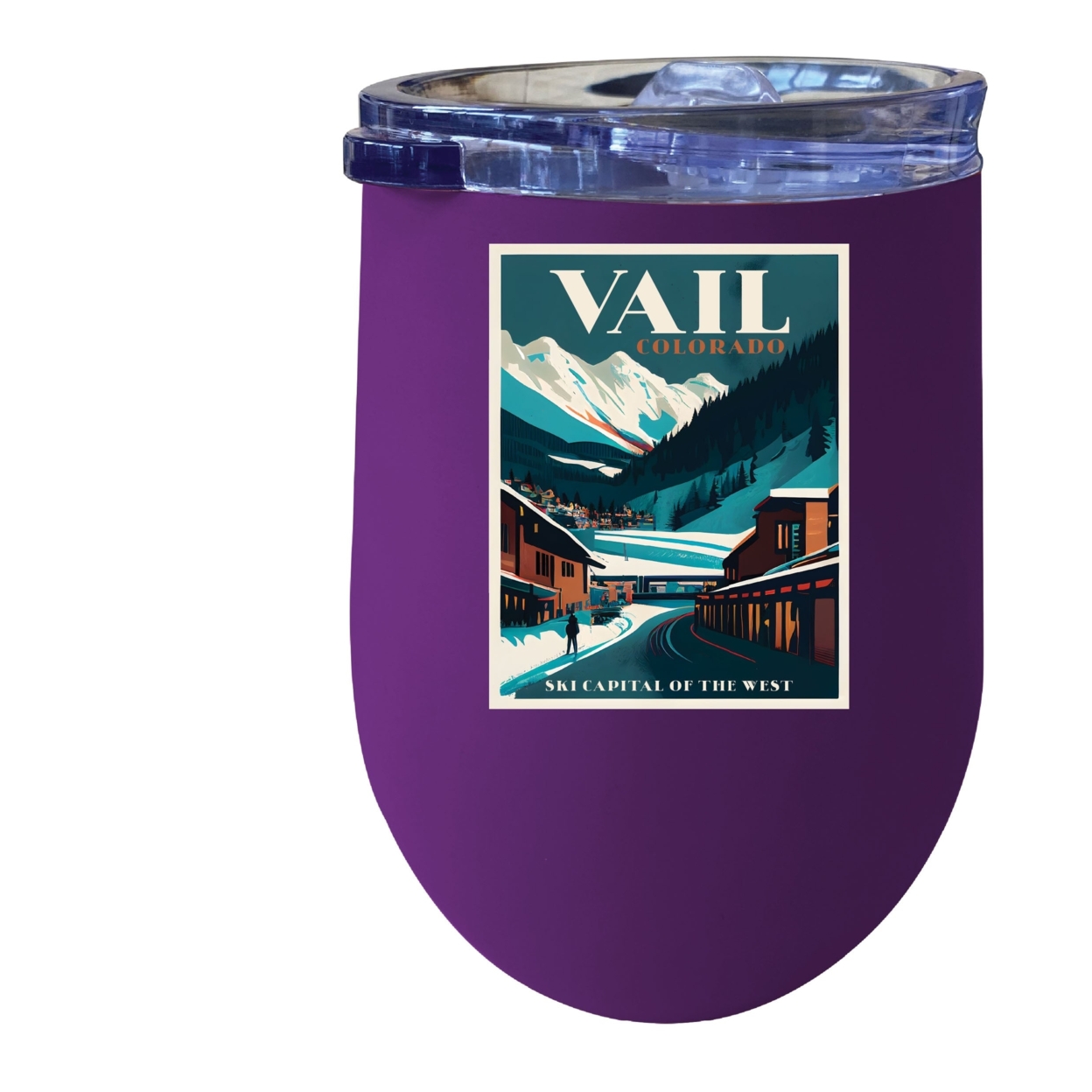 Vail Colorado Souvenir 12 Oz Insulated Wine Stainless Steel Tumbler - Coral