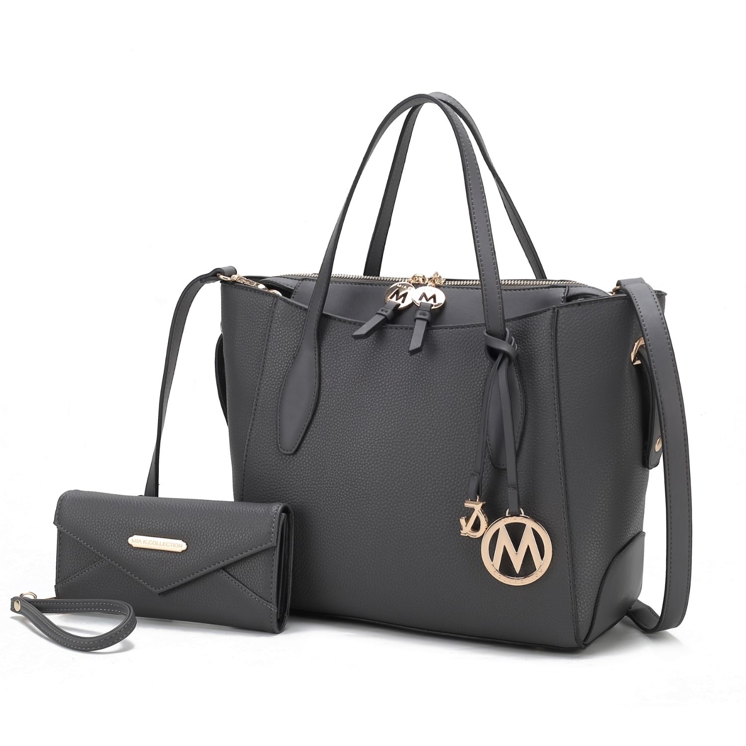 MKF Collection Bruna Vegan Leather Women's Tote Bag With Wallet -2 Pieces By Mia K - Charcoal