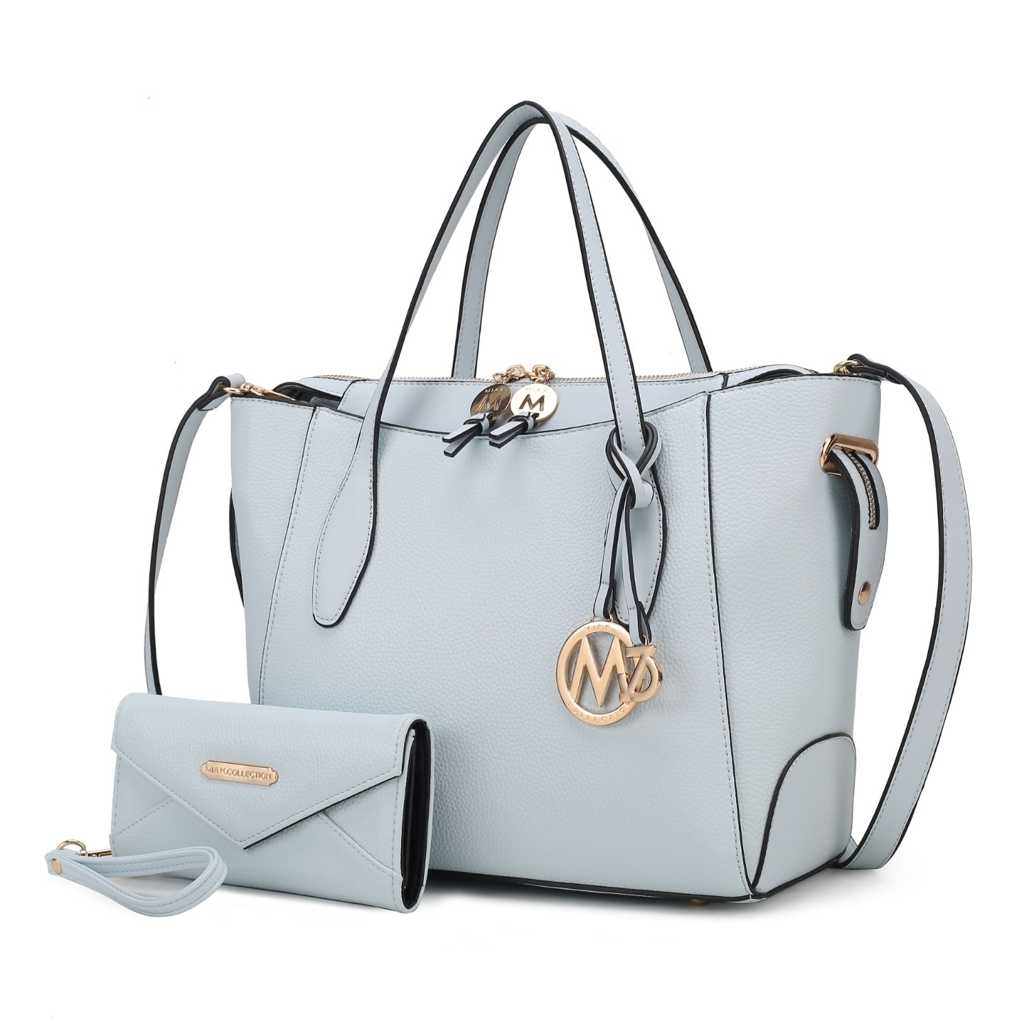 MKF Collection Bruna Vegan Leather Women's Tote Bag With Wallet -2 Pieces By Mia K - Light Blue