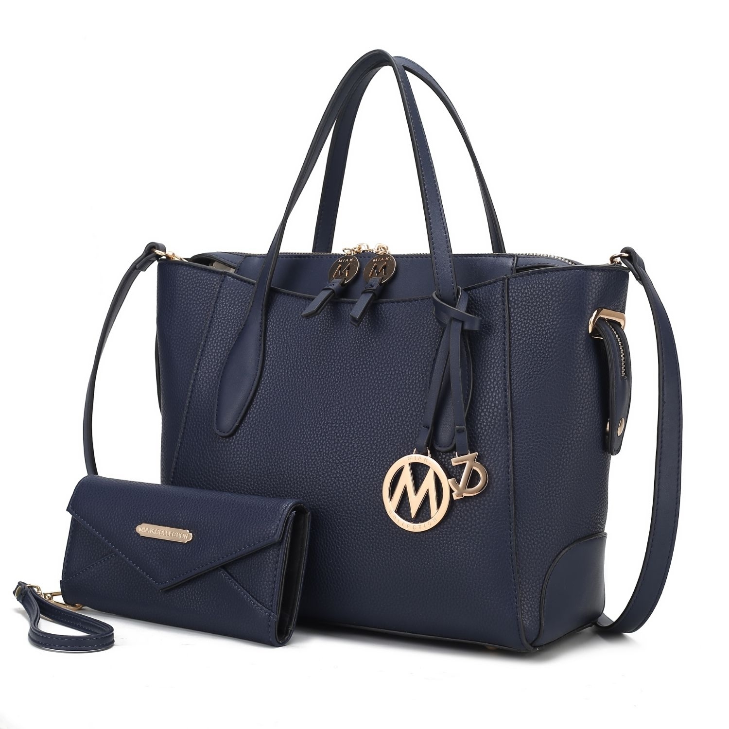 MKF Collection Bruna Vegan Leather Women's Tote Bag With Wallet -2 Pieces By Mia K - Navy