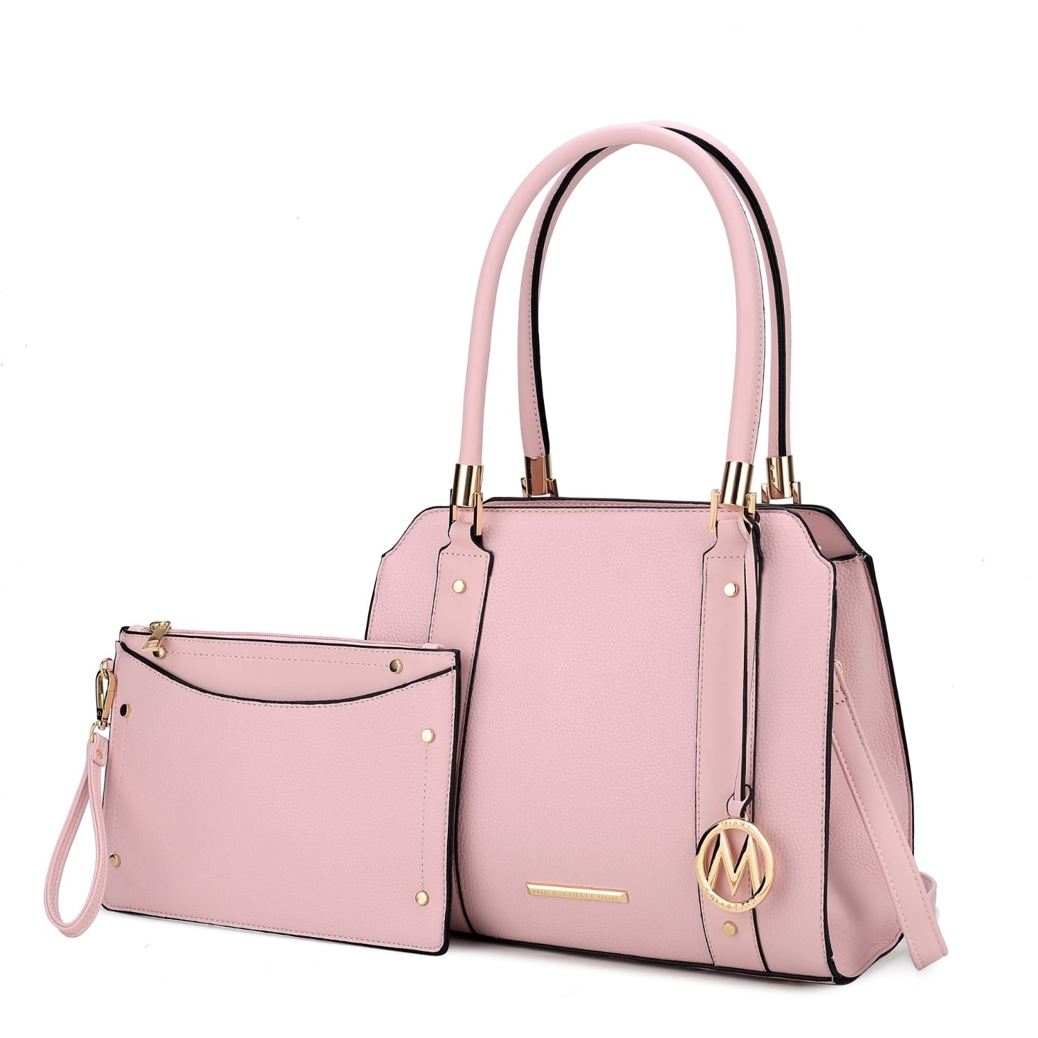 MKF Collection Norah Vegan Leather Women's Satchel Bag With Wristlet -2 Pieces By Mia K - Pink