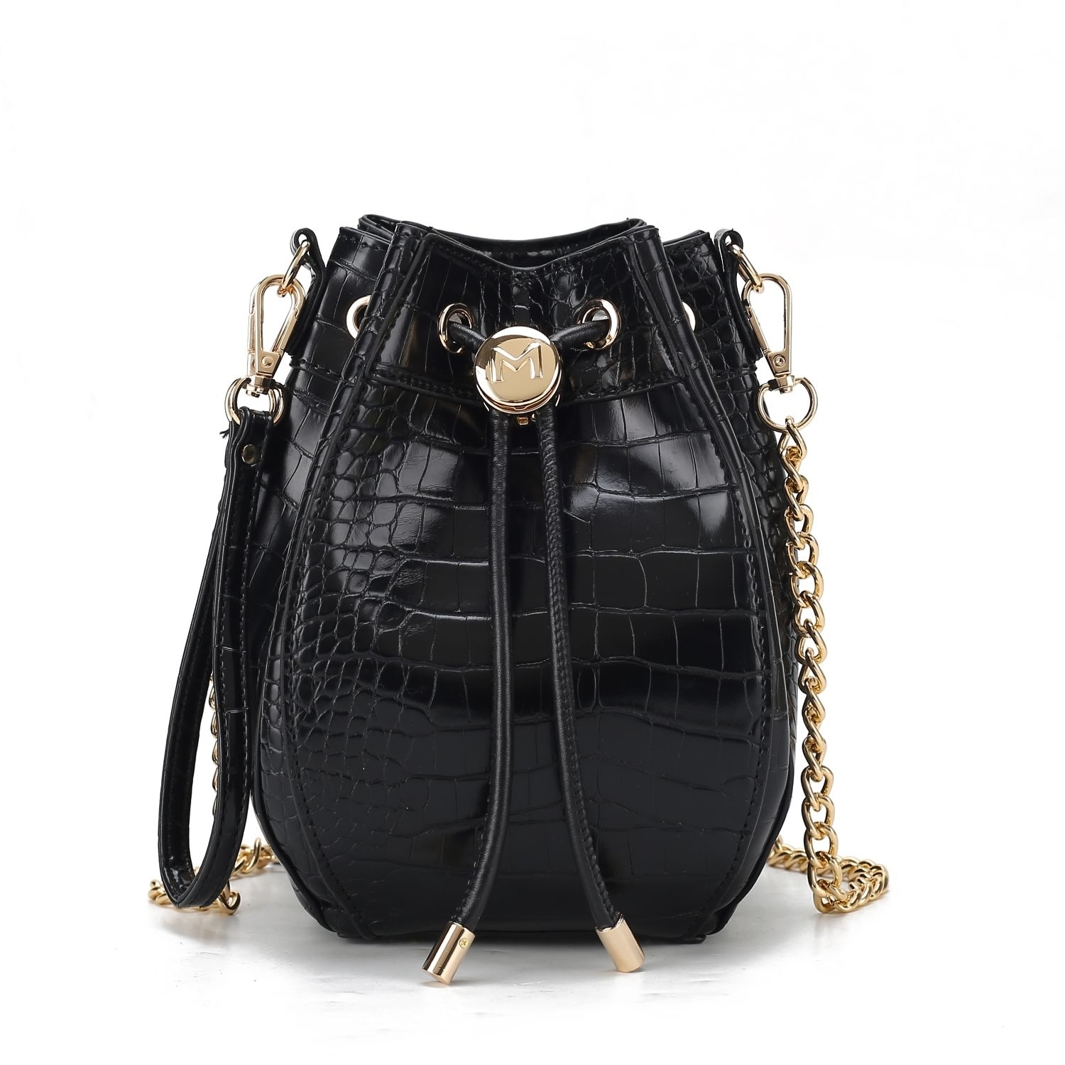 MKF Collection Cassidy Crocodile Embossed Vegan Leather Women's Hobo Bucket Bag By Mia K - Navy