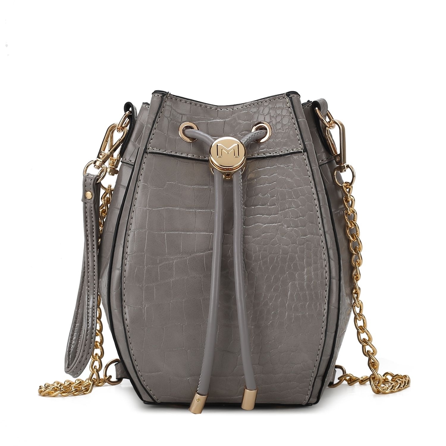MKF Collection Cassidy Crocodile Embossed Vegan Leather Women's Hobo Bucket Bag By Mia K - Grey