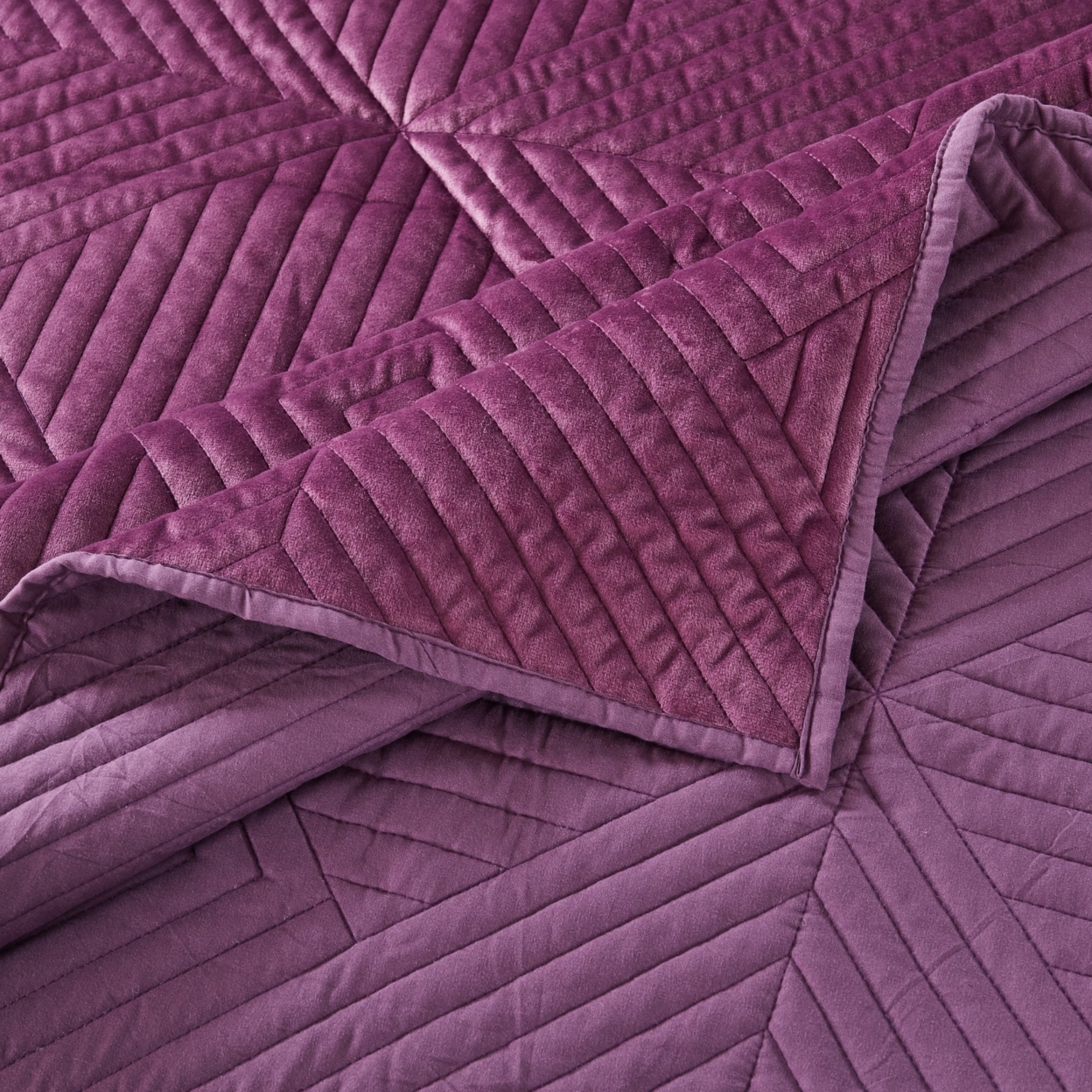 Rio 60 Inch Quilted Throw Blanket, Diamond Stitching, Purple Dutch Velvet- Saltoro Sherpi