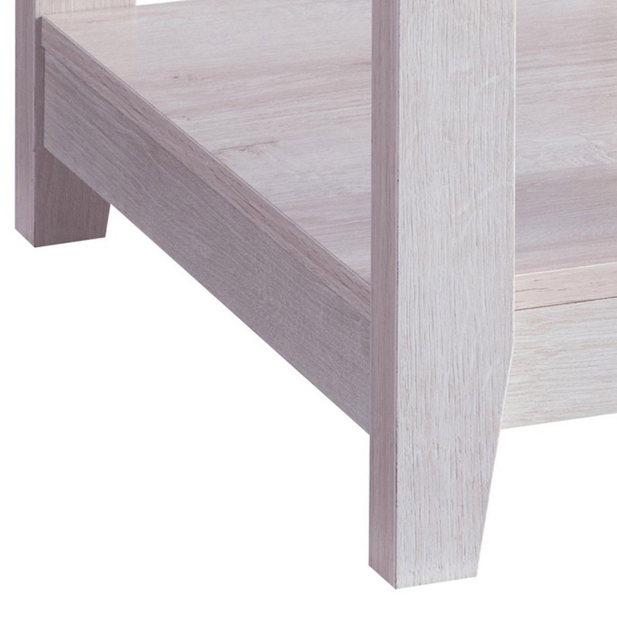 24 Inch Modern Chairside Table With Drawer And Shelf, Block Legs, White- Saltoro Sherpi