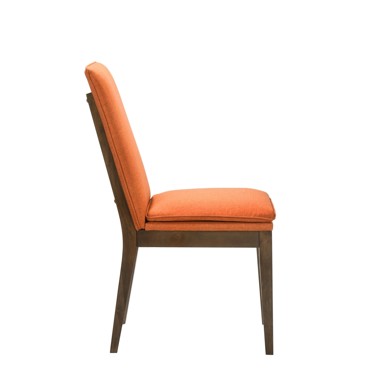 Nick 26 Inch Set Of 2 Dining Chairs, Walnut Brown Rubberwood Frame, Orange- Saltoro Sherpi